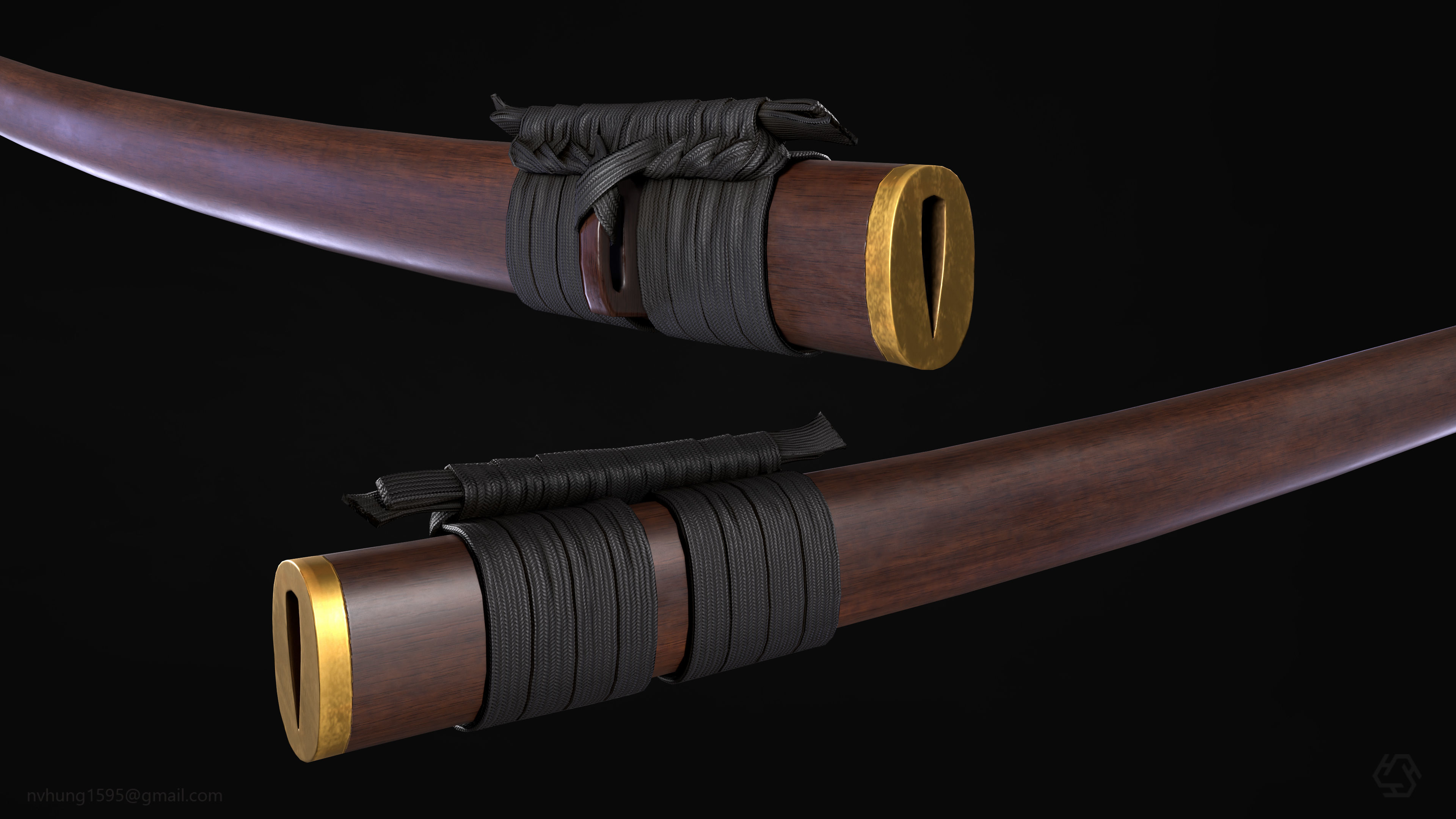 Katana PBR render -  ready for game Low-poly 3D model_5