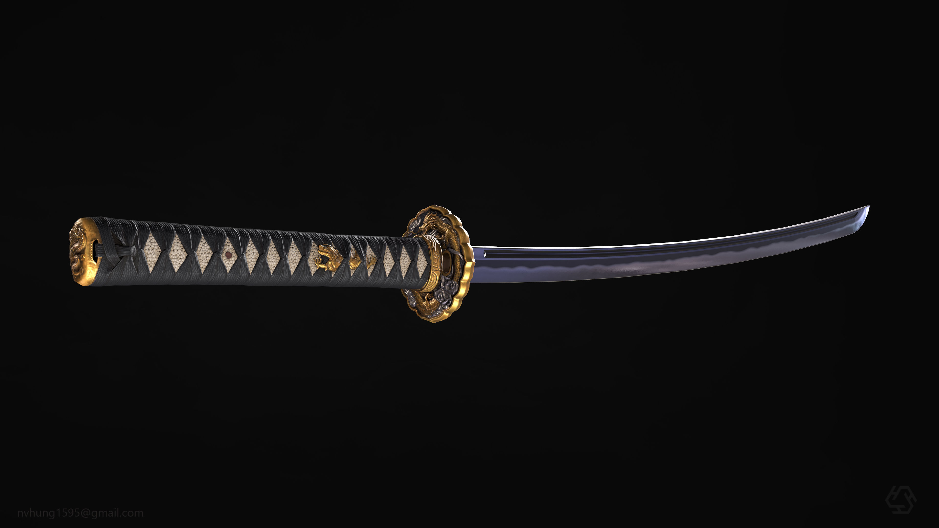 Katana PBR render -  ready for game Low-poly 3D model_3