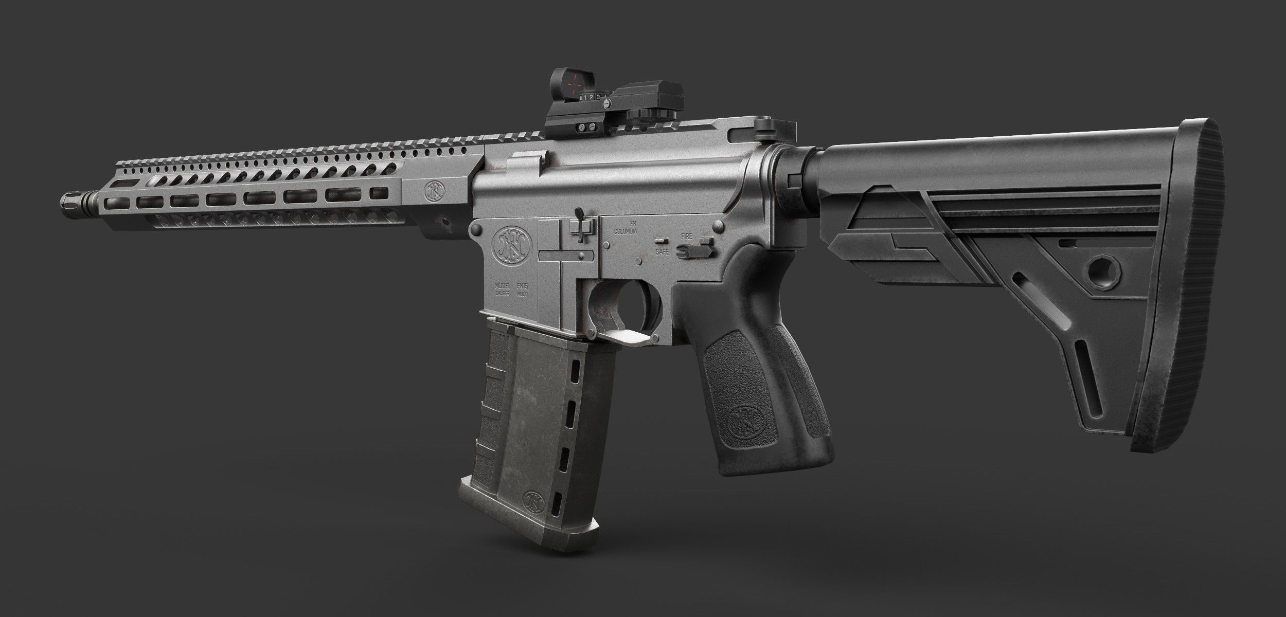 FN 15 TAC3 Tactical Rifle Low-poly 3D model_6