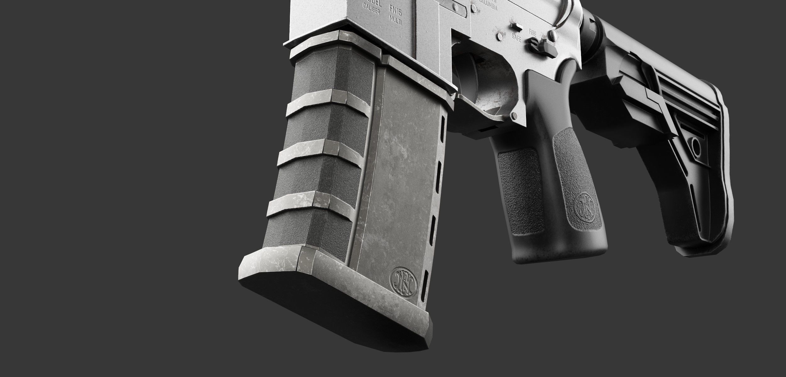 FN 15 TAC3 Tactical Rifle Low-poly 3D model_9