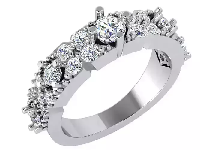 Diamond bridge ring 3641 3D print model