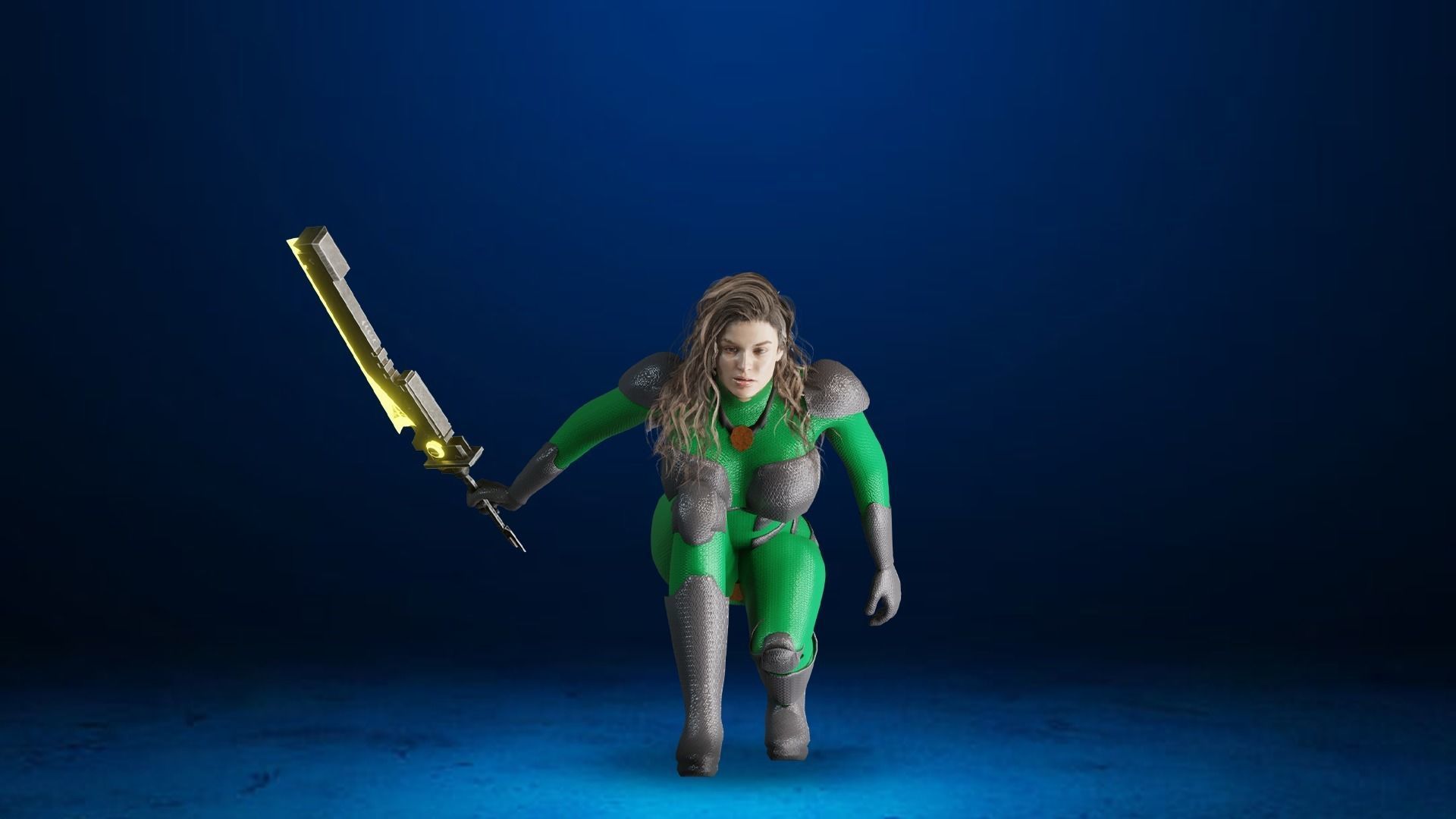 Sci-fi  Female - Rigged Low-poly 3D model_3