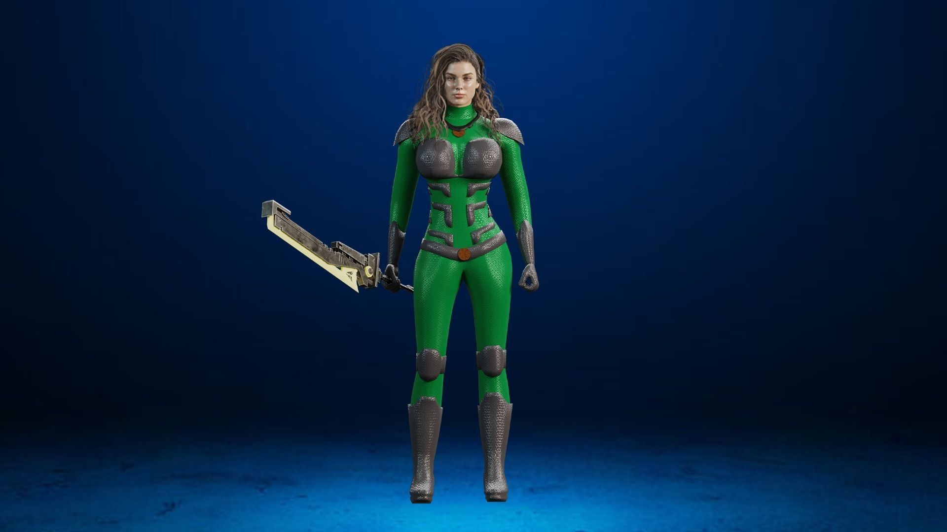 Sci-fi  Female - Rigged Low-poly 3D model_5