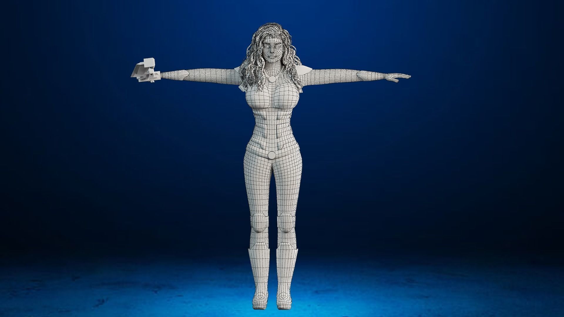 Sci-fi  Female - Rigged Low-poly 3D model_7