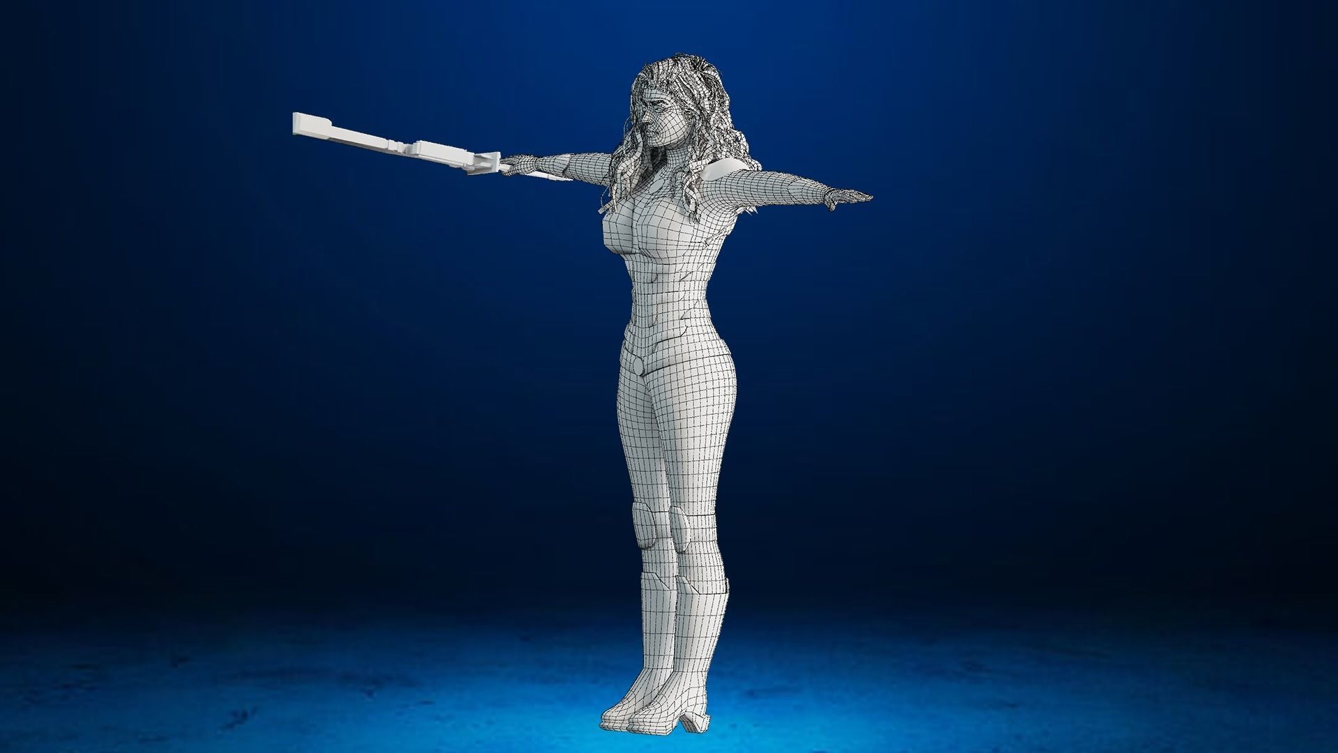 Sci-fi  Female - Rigged Low-poly 3D model_9