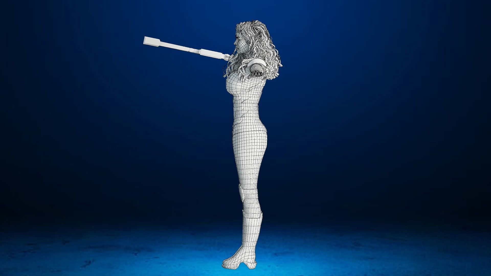 Sci-fi  Female - Rigged Low-poly 3D model_11