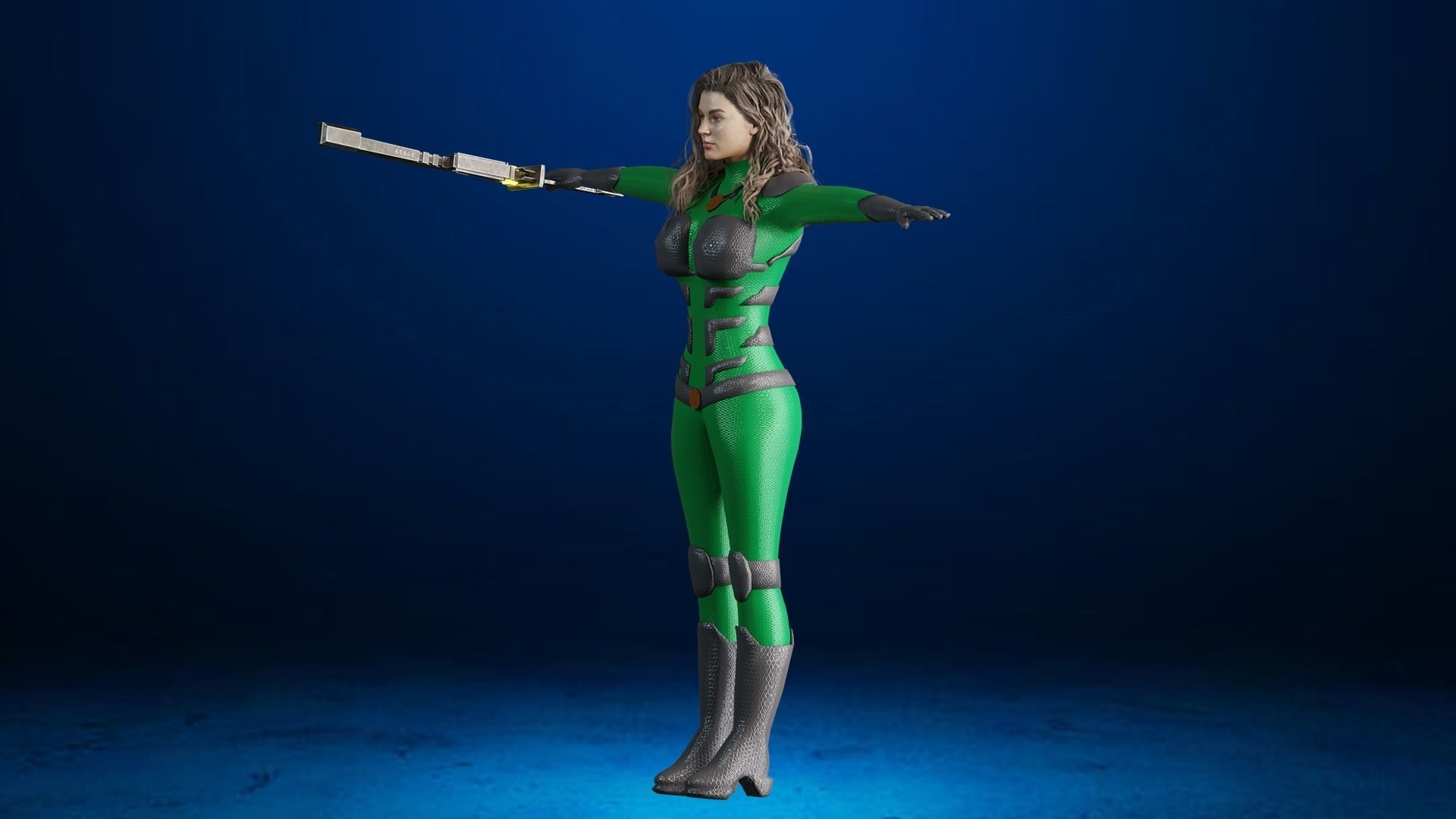 Sci-fi  Female - Rigged Low-poly 3D model_8