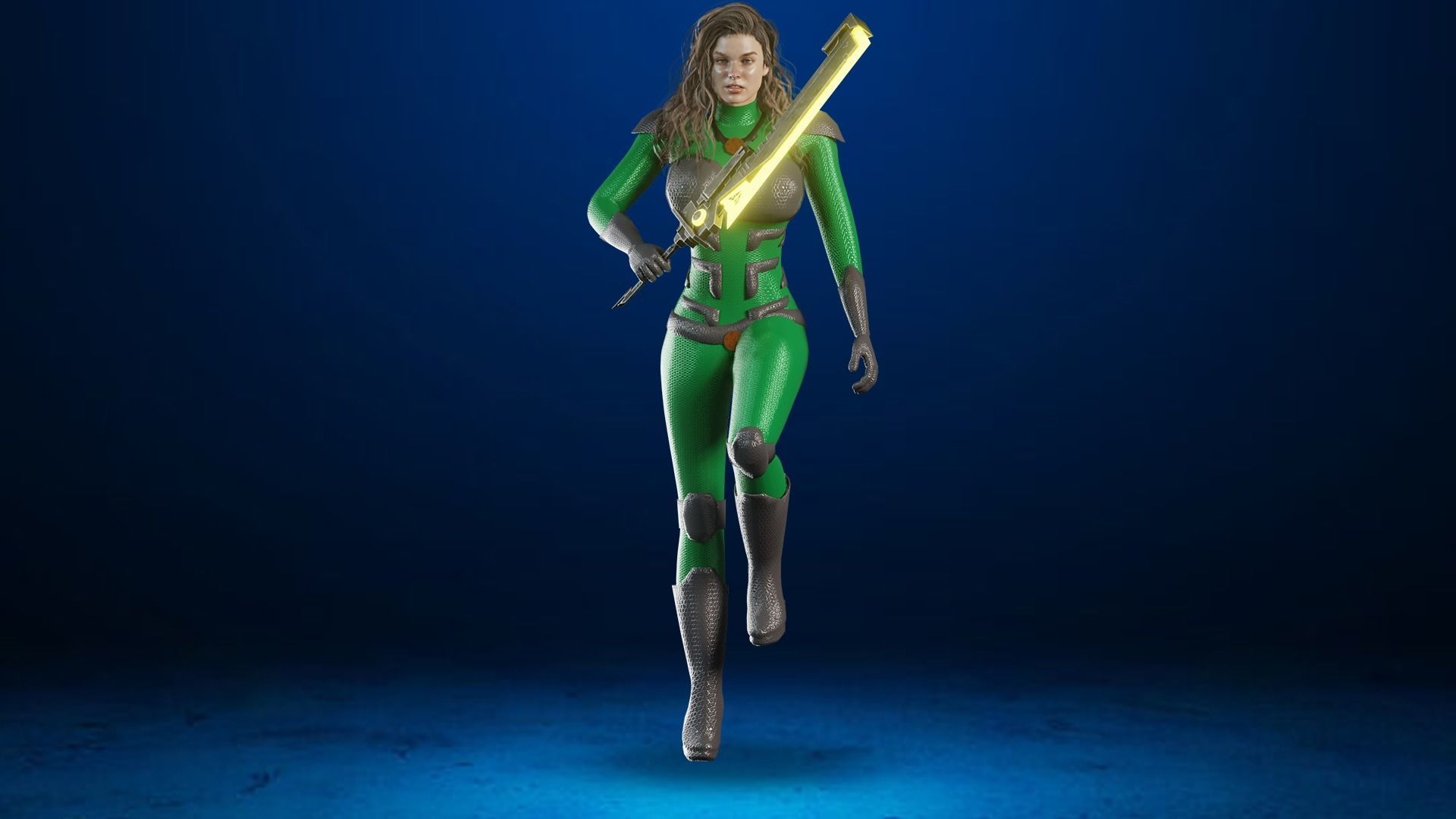 Sci-fi  Female - Rigged Low-poly 3D model_4