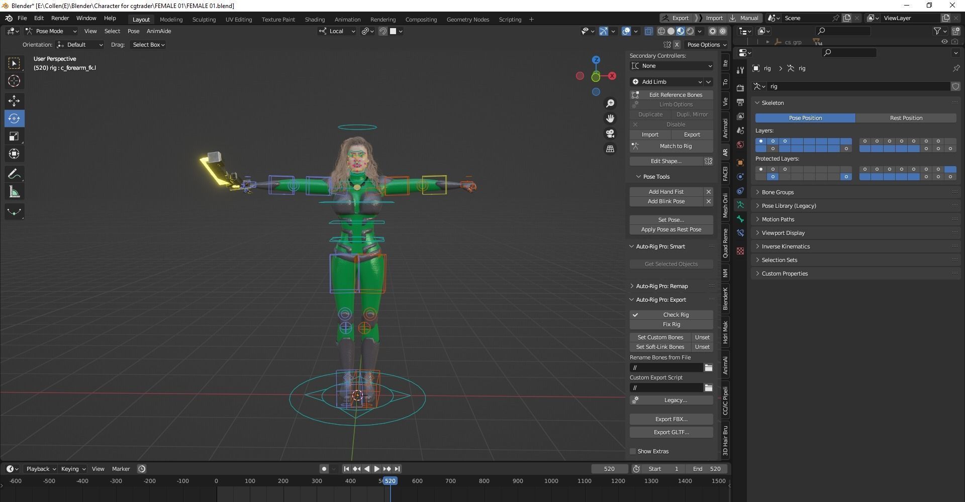 Sci-fi  Female - Rigged Low-poly 3D model_23