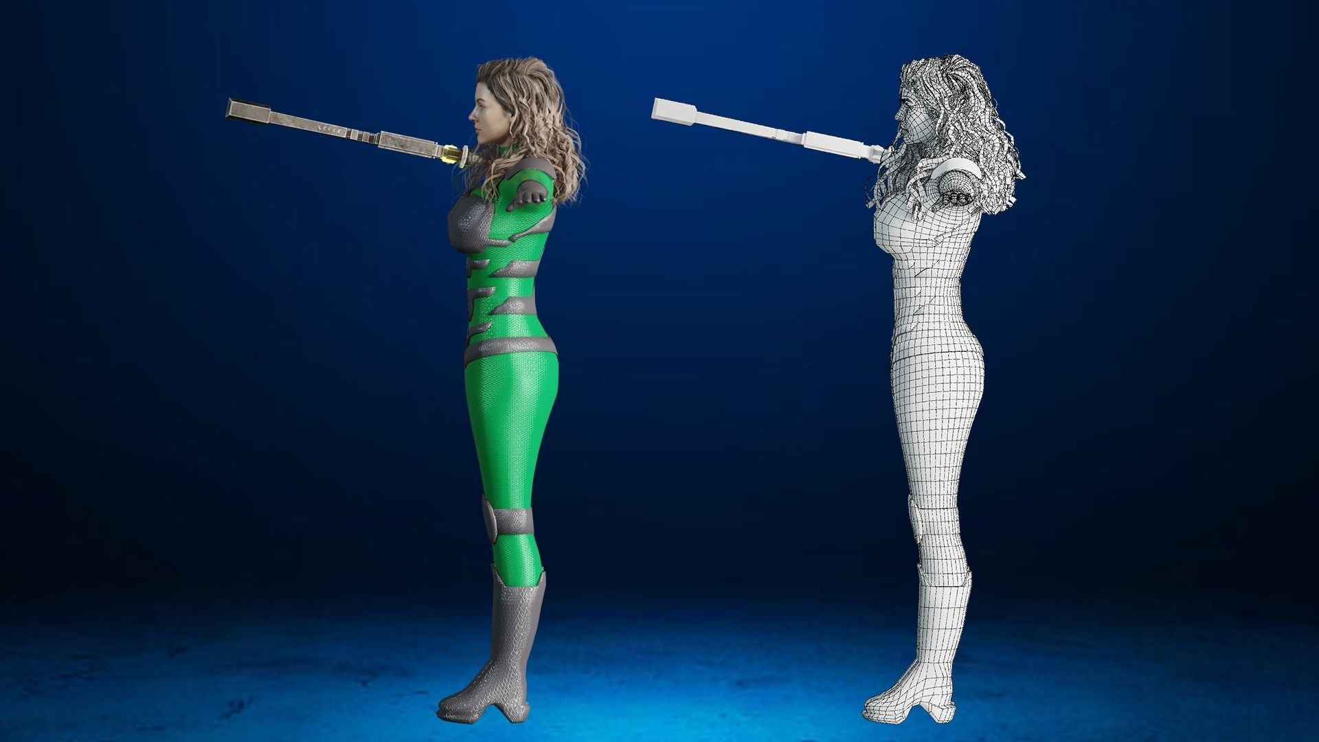 Sci-fi  Female - Rigged Low-poly 3D model_20