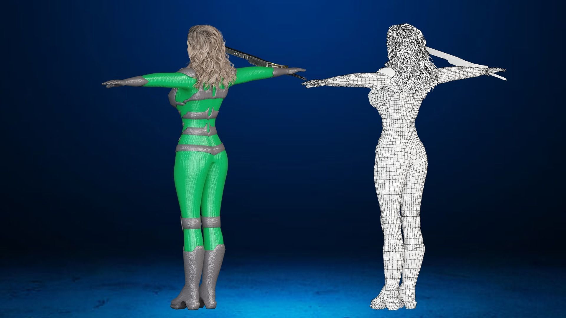 Sci-fi  Female - Rigged Low-poly 3D model_19