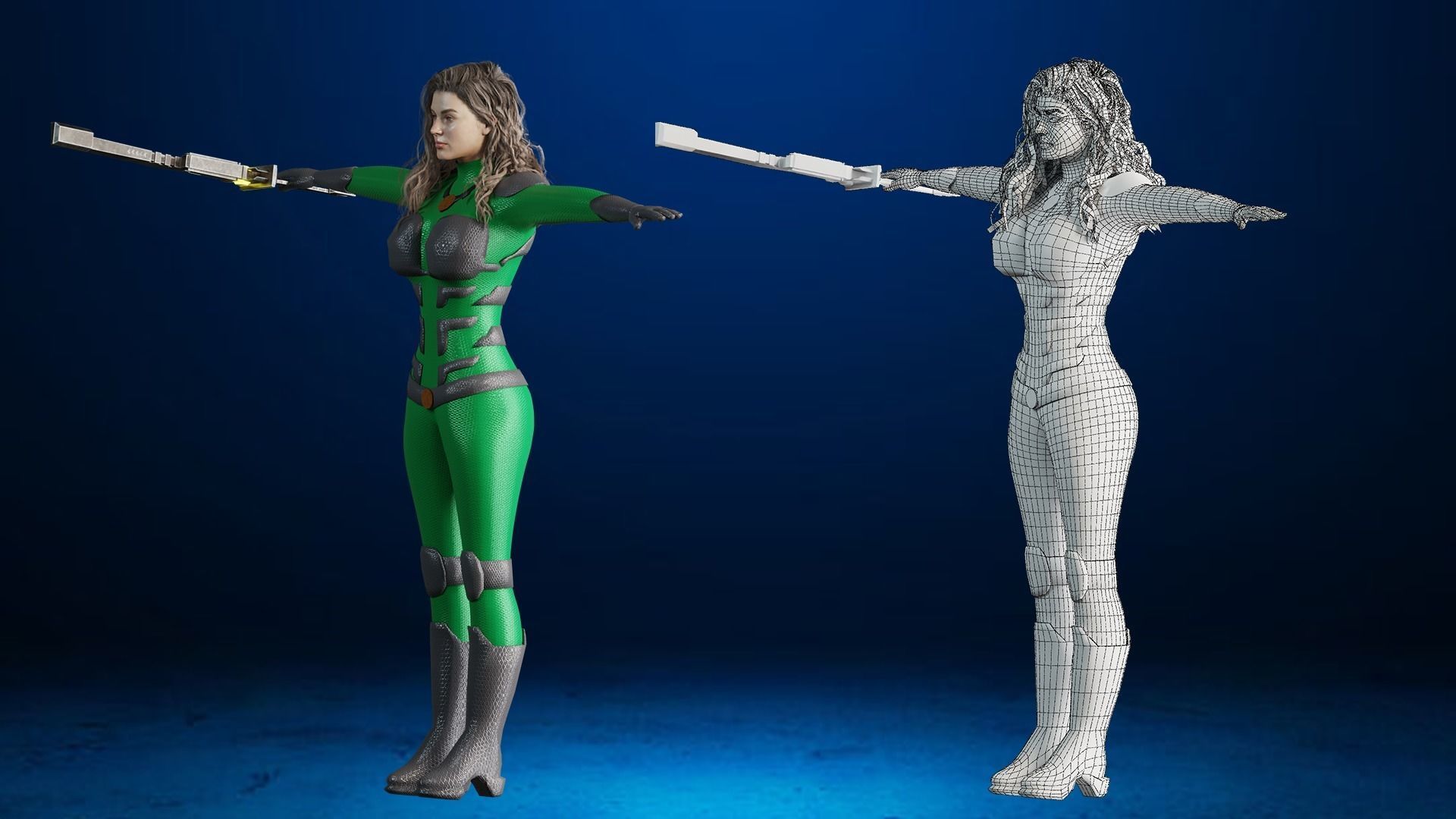 Sci-fi  Female - Rigged Low-poly 3D model_21