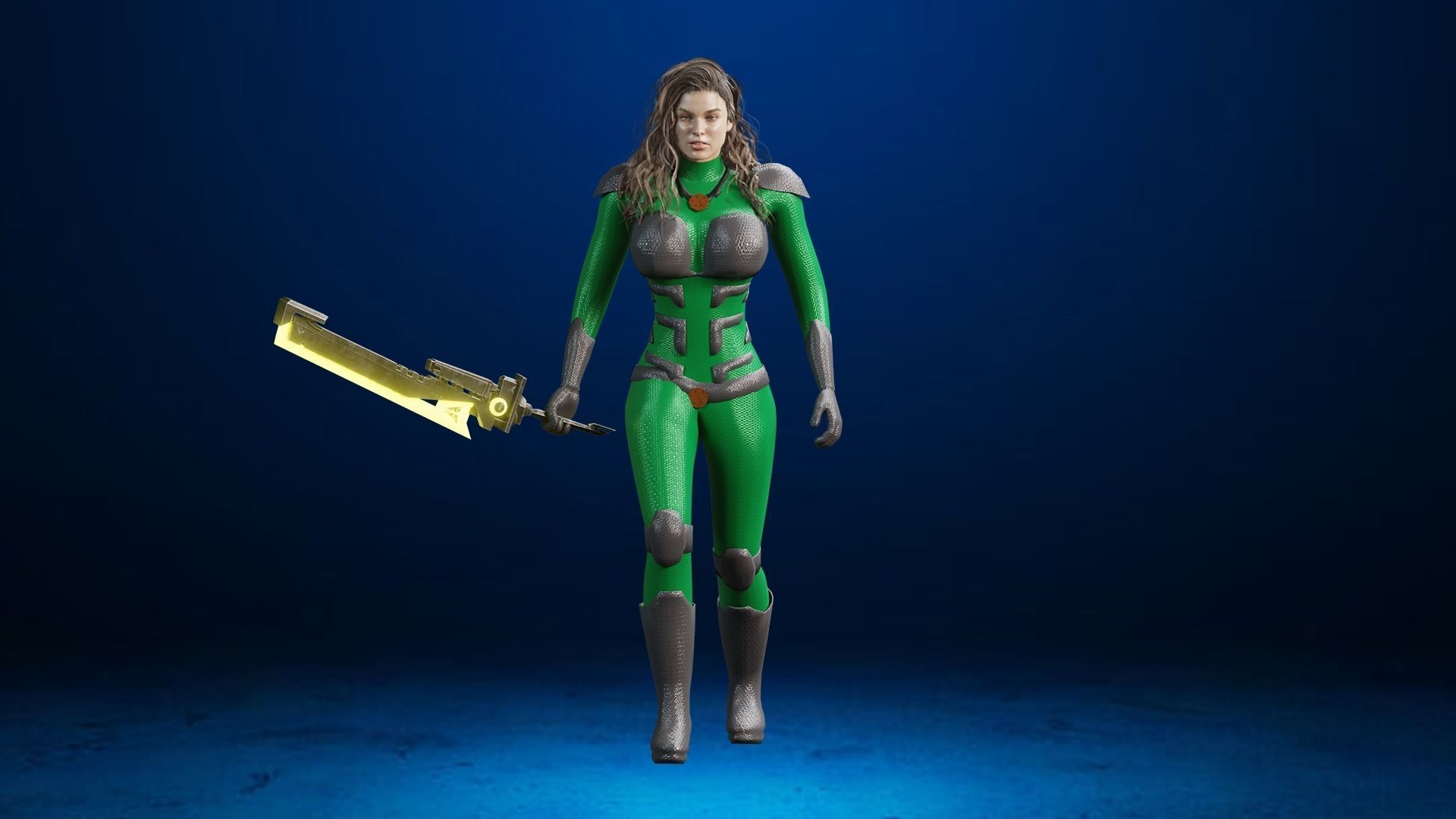 Sci-fi  Female - Rigged Low-poly 3D model_2