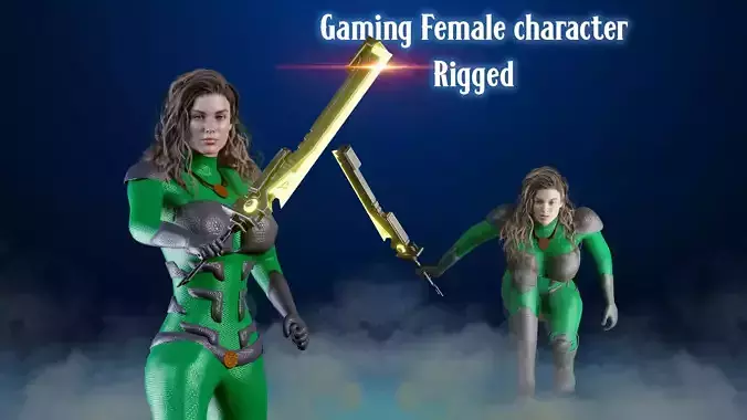 Sci-fi  Female - Rigged Low-poly 3D model