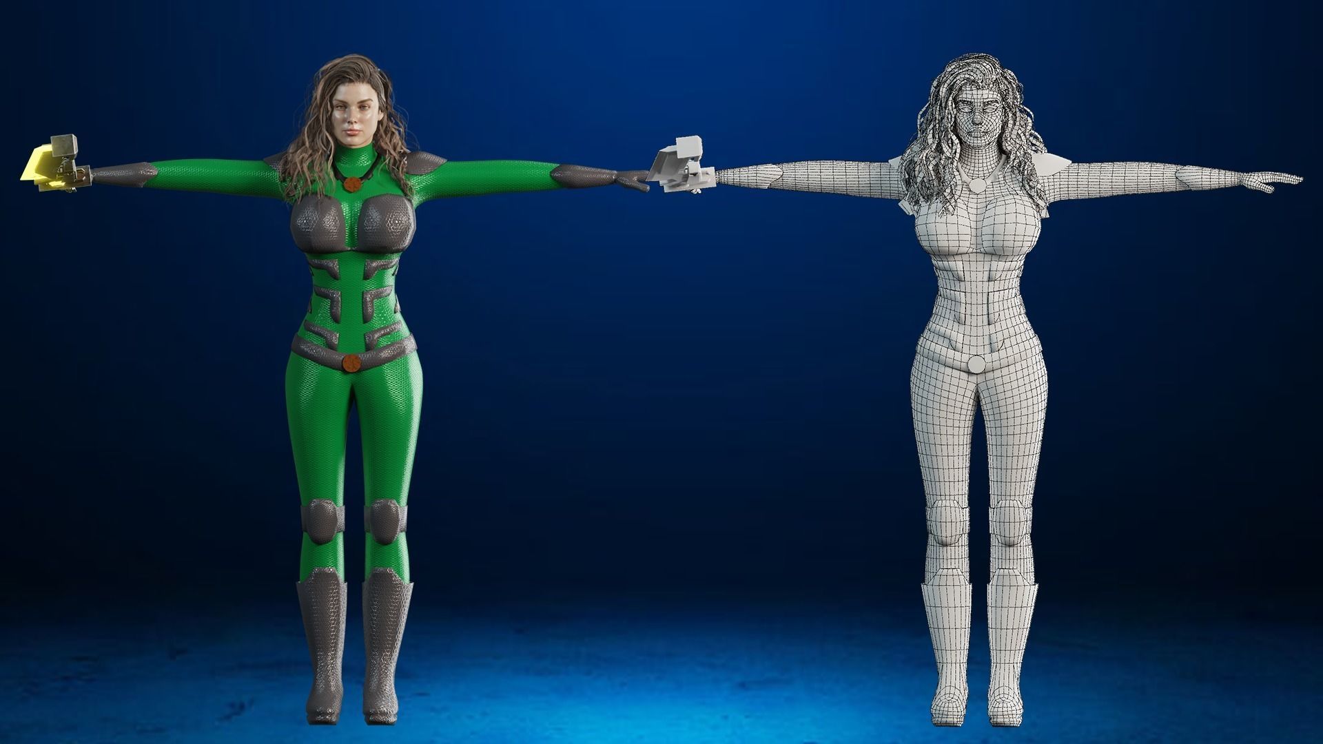 Sci-fi  Female - Rigged Low-poly 3D model_22