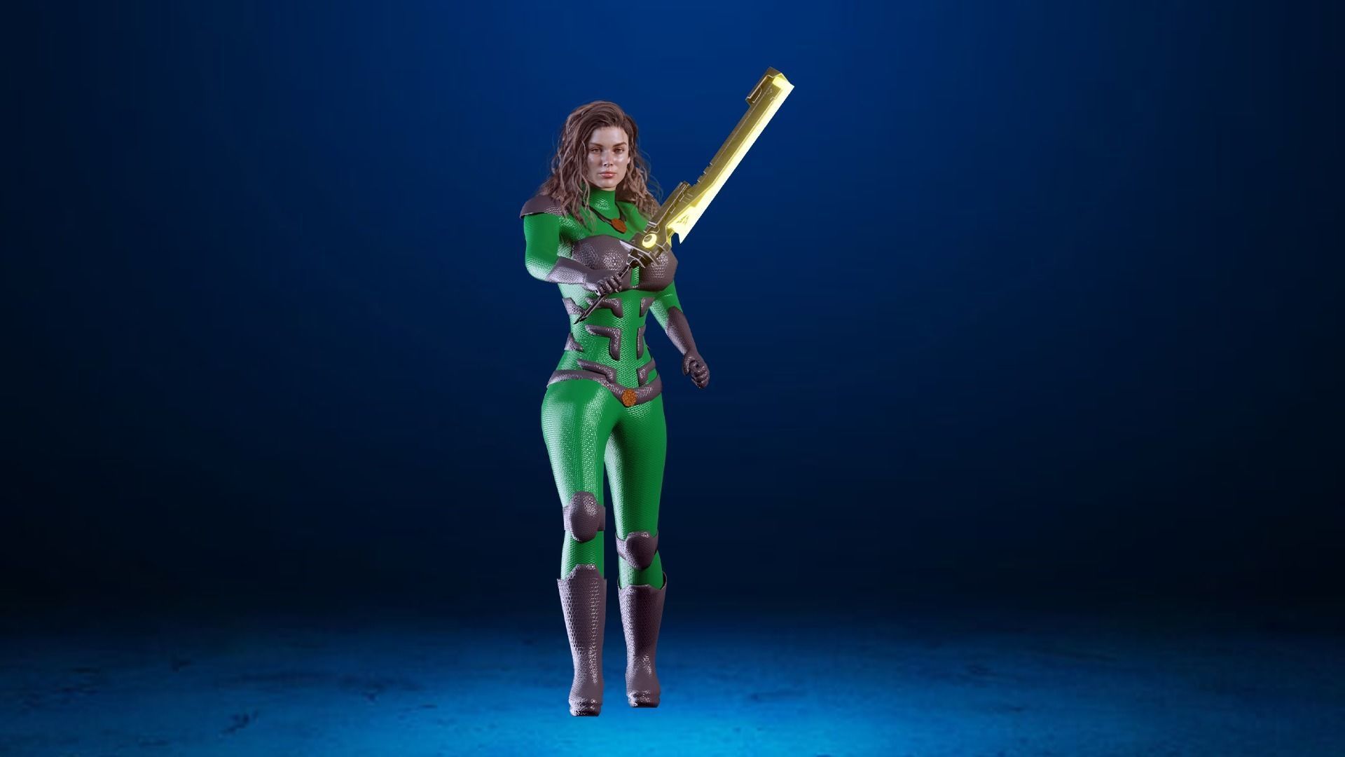 Sci-fi  Female - Rigged Low-poly 3D model_1