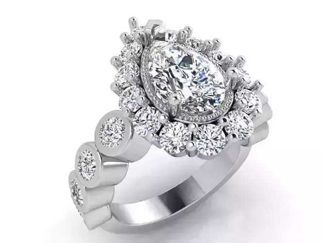 Tear style diamond ring 3646 3D print model