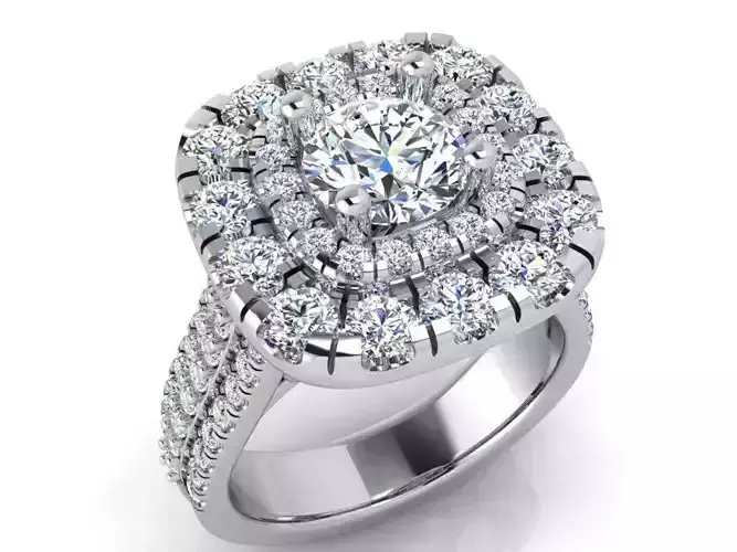 2-Row flower diamond ring 3647 3D print model