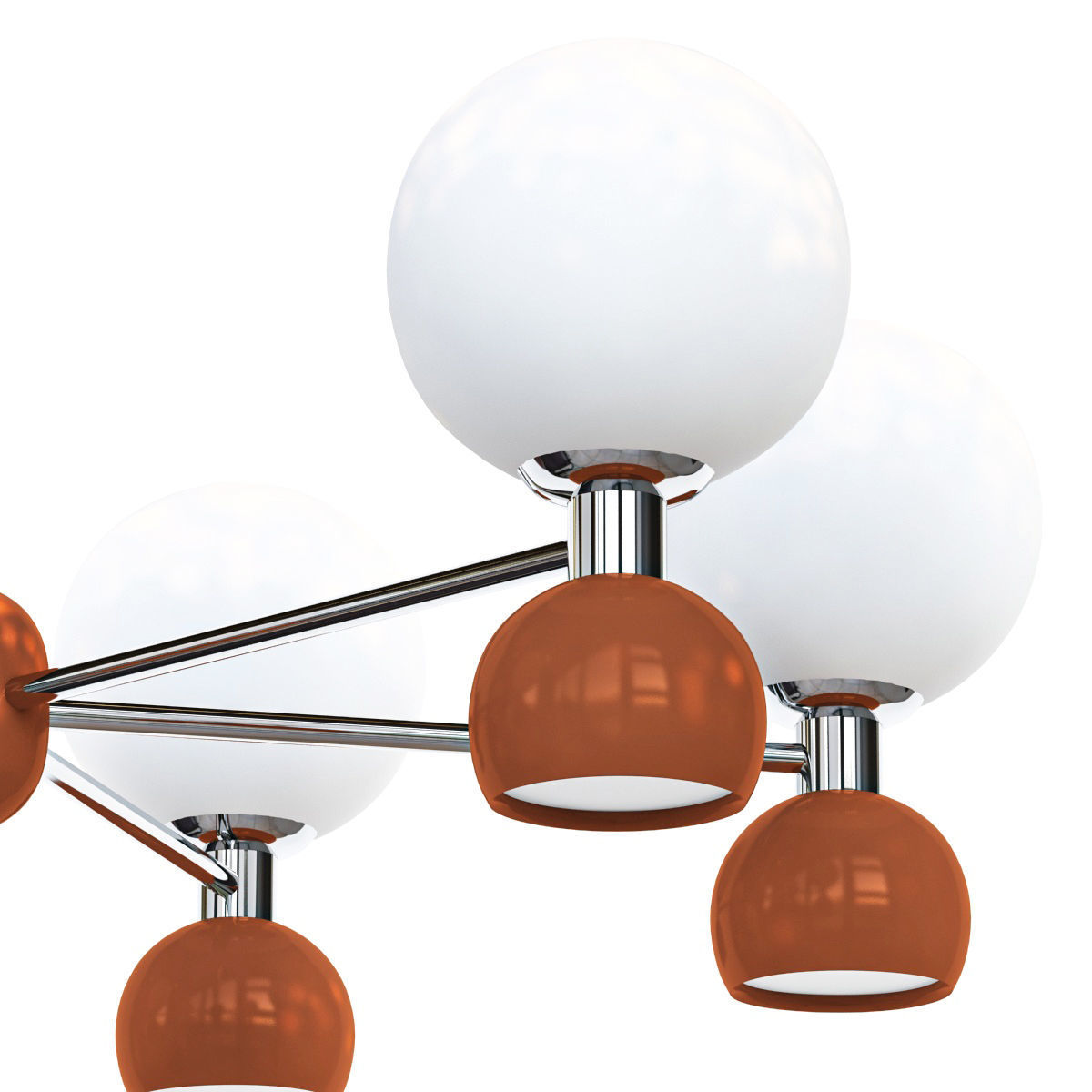 Modern Metal Globe Chandelier with White Glass 3D model_3