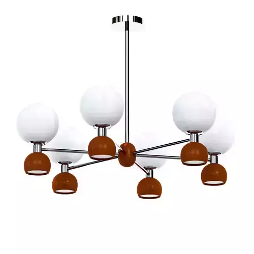 Modern Metal Globe Chandelier with White Glass 