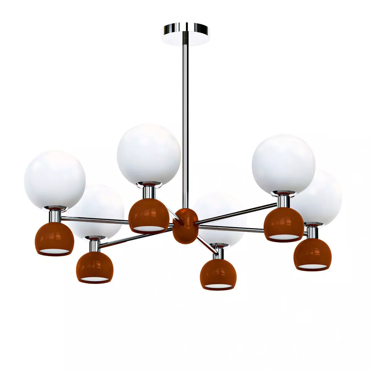 Modern Metal Globe Chandelier with White Glass 3D model_0