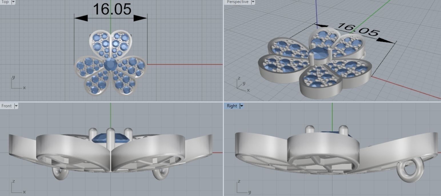 Clover Lucky pendant 3D print model_5