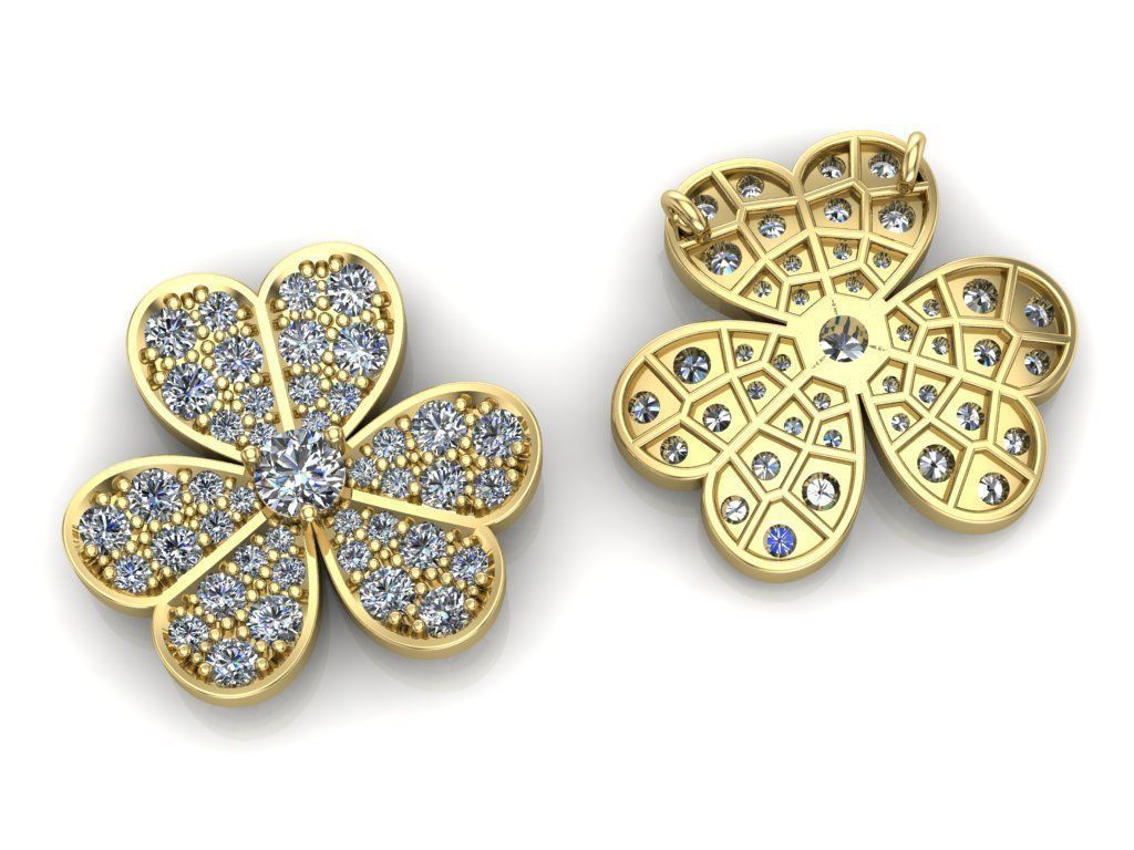 Clover Lucky pendant 3D print model_3