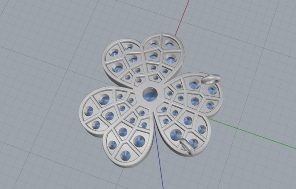 Clover Lucky pendant 3D print model_7