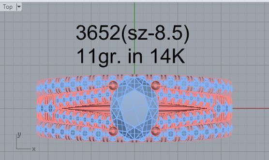 4-row diamond ring 3652 3D print model 3D print model_4