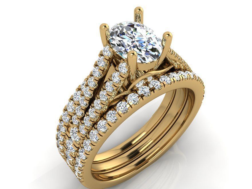 4-row diamond ring 3652 3D print model 3D print model_1