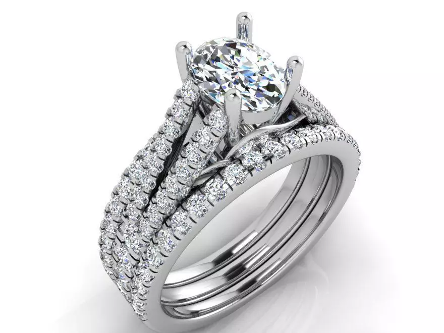 4-row diamond ring 3652 3D print model 3D print model_0