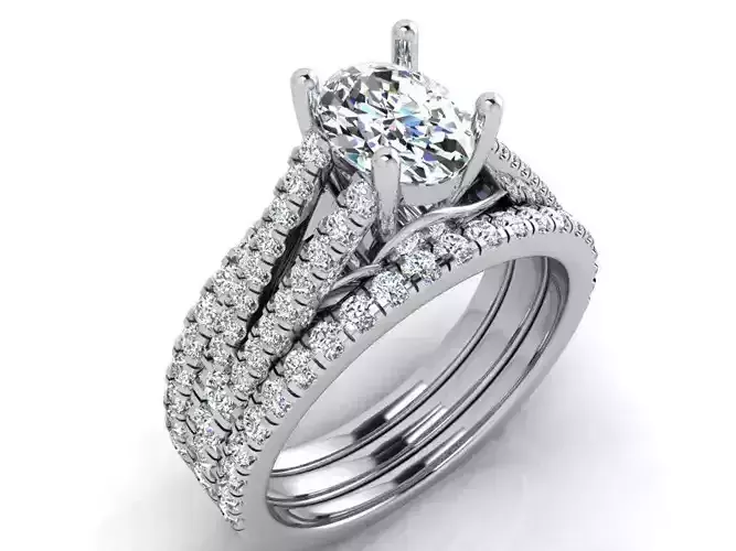 4-row diamond ring 3652 3D print model
