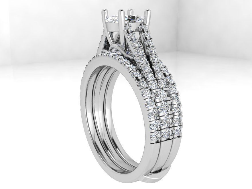 4-row diamond ring 3652 3D print model 3D print model_2