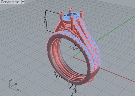 4-row diamond ring 3652 3D print model 3D print model_7