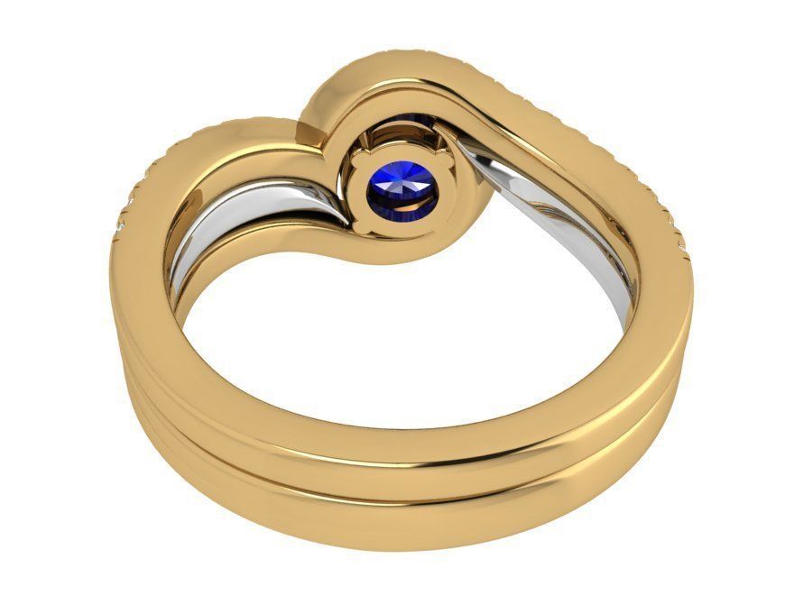 Blue and white diamond stone ring 3654 3D print model 3D print model_3