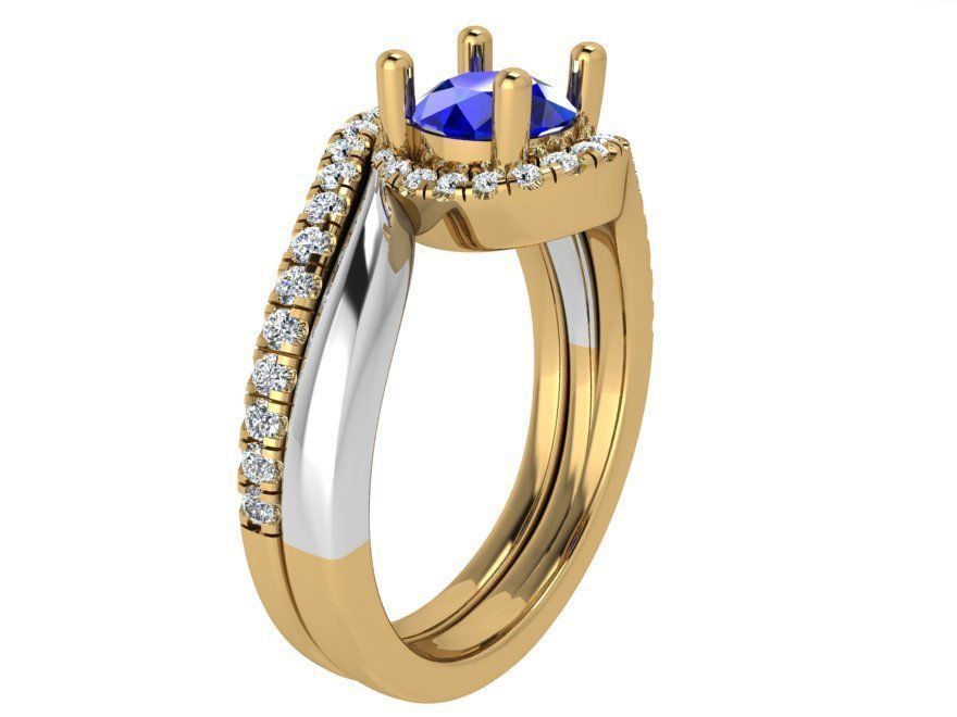 Blue and white diamond stone ring 3654 3D print model 3D print model_2