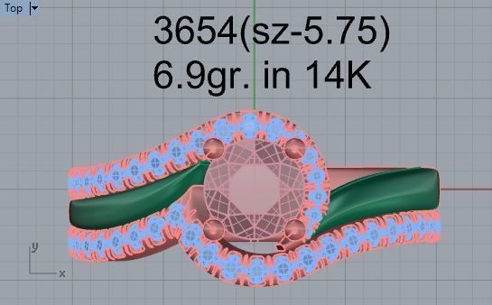 Blue and white diamond stone ring 3654 3D print model 3D print model_4