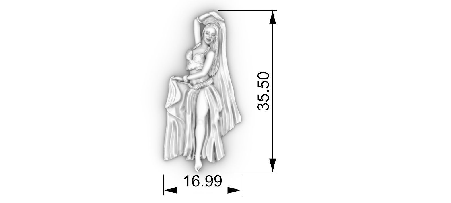 Belly Dancer Odalisque Relief 3D print model_4