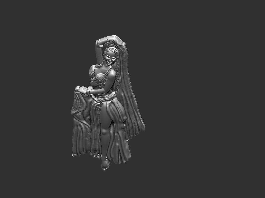Belly Dancer Odalisque Relief 3D print model_9