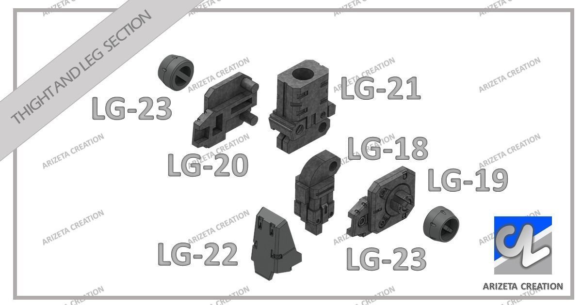 ARIZETA CREATION MOBILE SUITS RX-78-01 LEG SECTION 3D print model_19