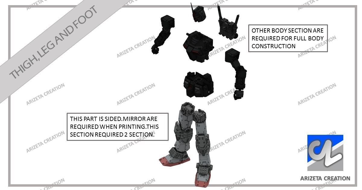 ARIZETA CREATION MOBILE SUITS RX-78-01 LEG SECTION 3D print model_28