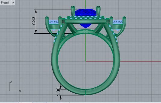 Diamond ring with blue stone and 2 chains 3657 3D print model 3D print model_5