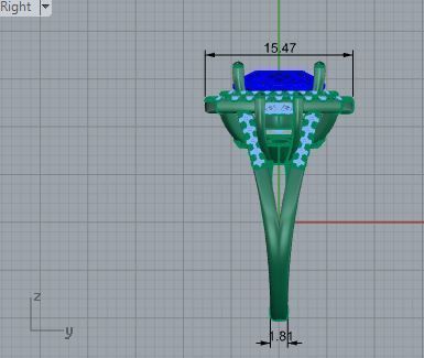 Diamond ring with blue stone and 2 chains 3657 3D print model 3D print model_6