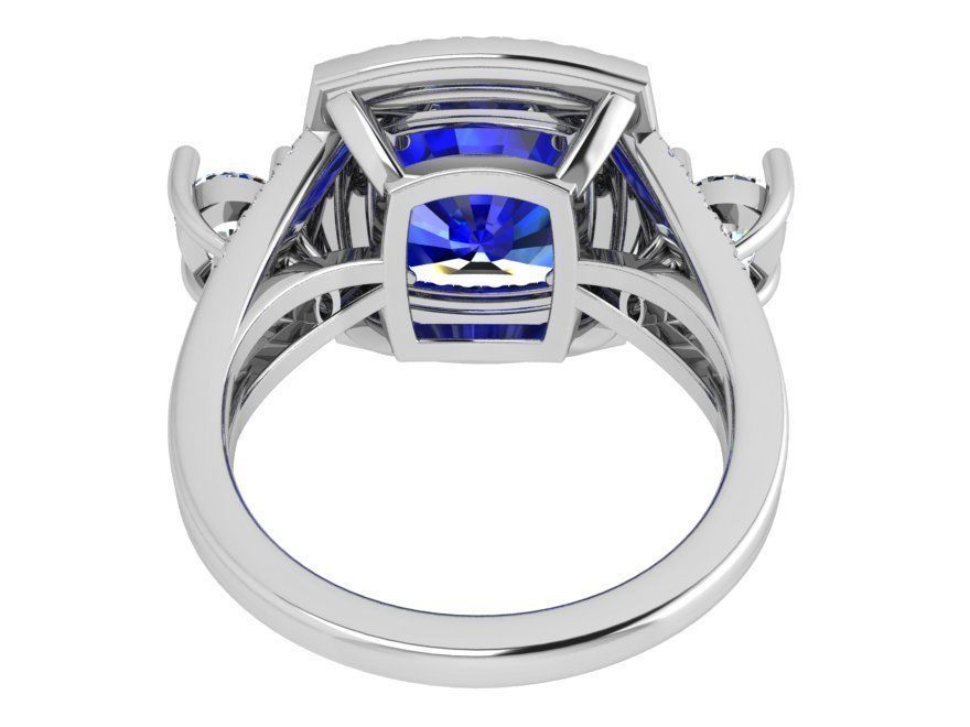 Diamond ring with blue stone and 2 chains 3657 3D print model 3D print model_3