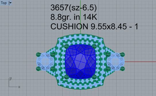 Diamond ring with blue stone and 2 chains 3657 3D print model 3D print model_4