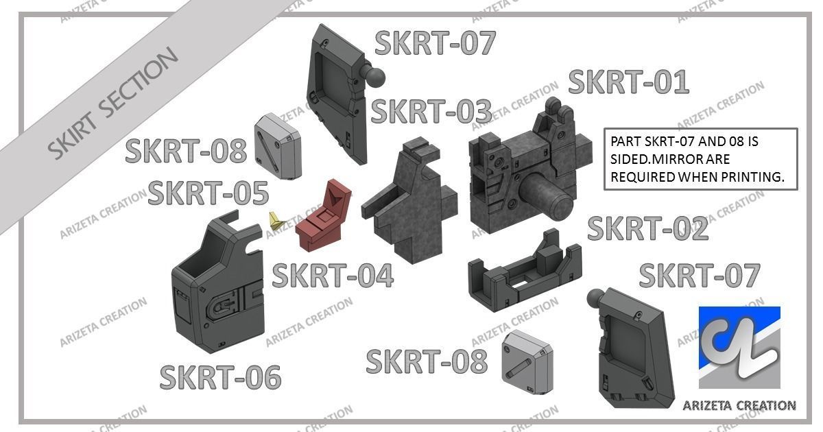 ARIZETA CREATION MOBILE SUITS RX-78-01 SKIRT SECTION 3D print model_6