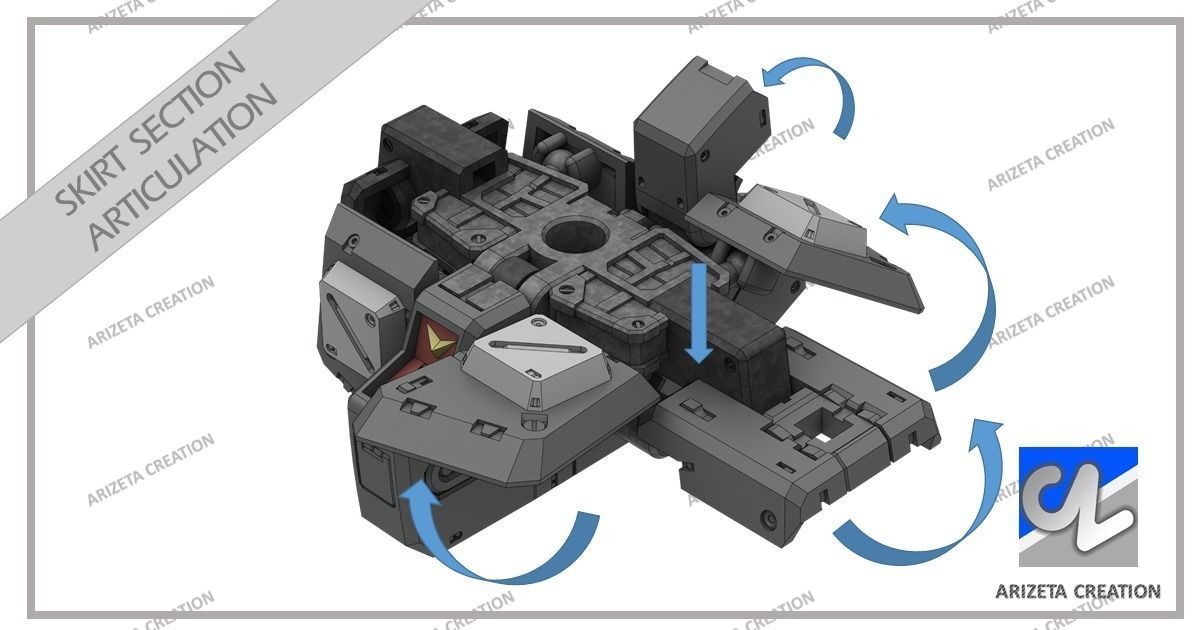 ARIZETA CREATION MOBILE SUITS RX-78-01 SKIRT SECTION 3D print model_17