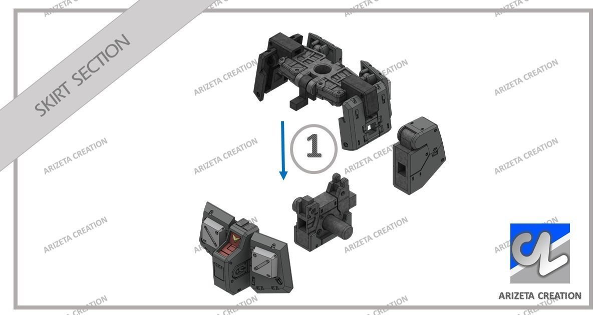 ARIZETA CREATION MOBILE SUITS RX-78-01 SKIRT SECTION 3D print model_12