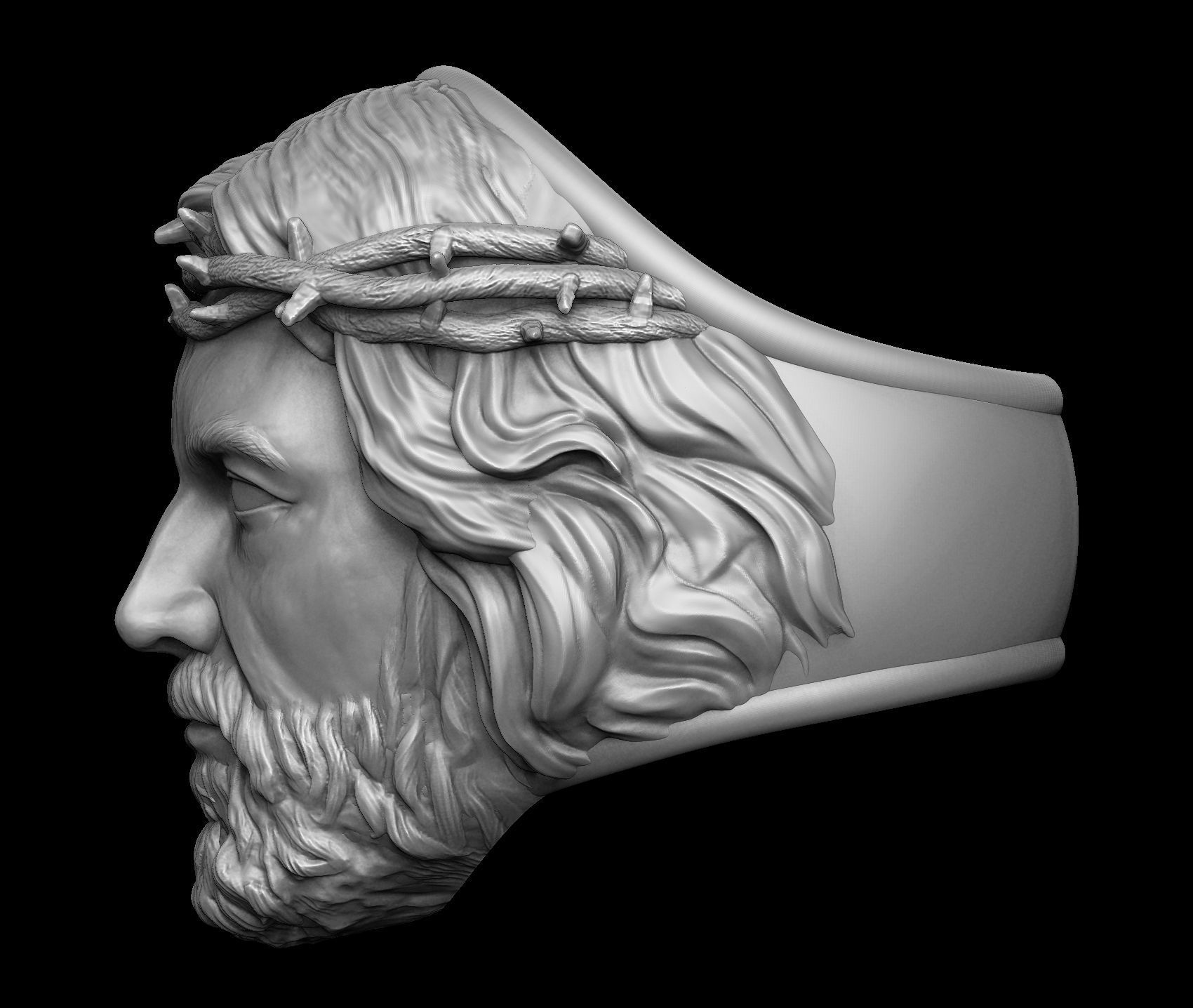 Crown of Thorns - Jesus Christ Ring 3D print model_4