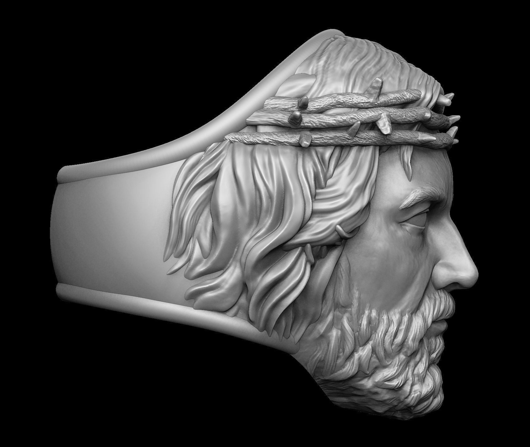 Crown of Thorns - Jesus Christ Ring 3D print model_7